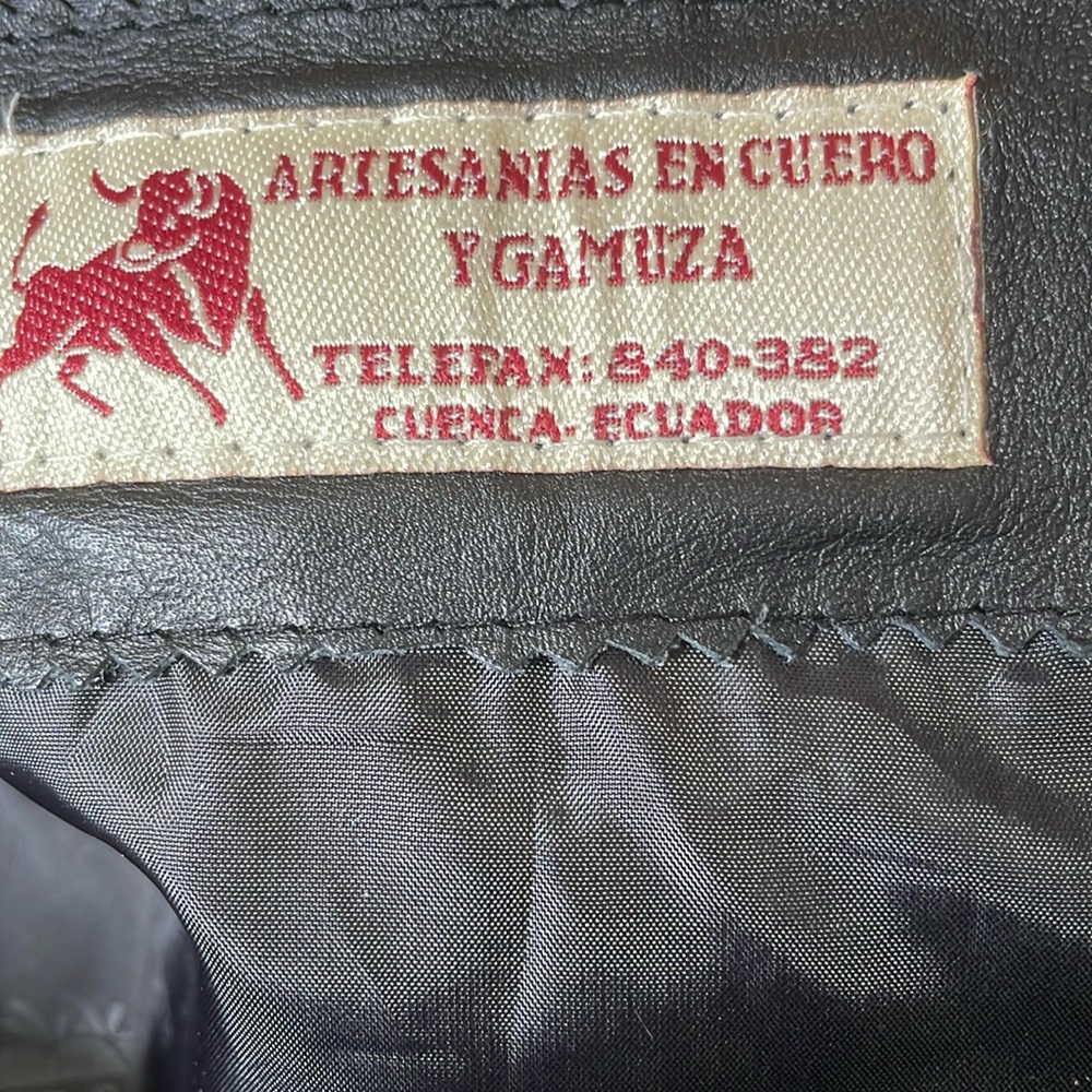 Artesanias En Ceuro Y Gamuza Mexican Leather Vest Black Full Zip‎ Fitted Small - Picture 4 of 12